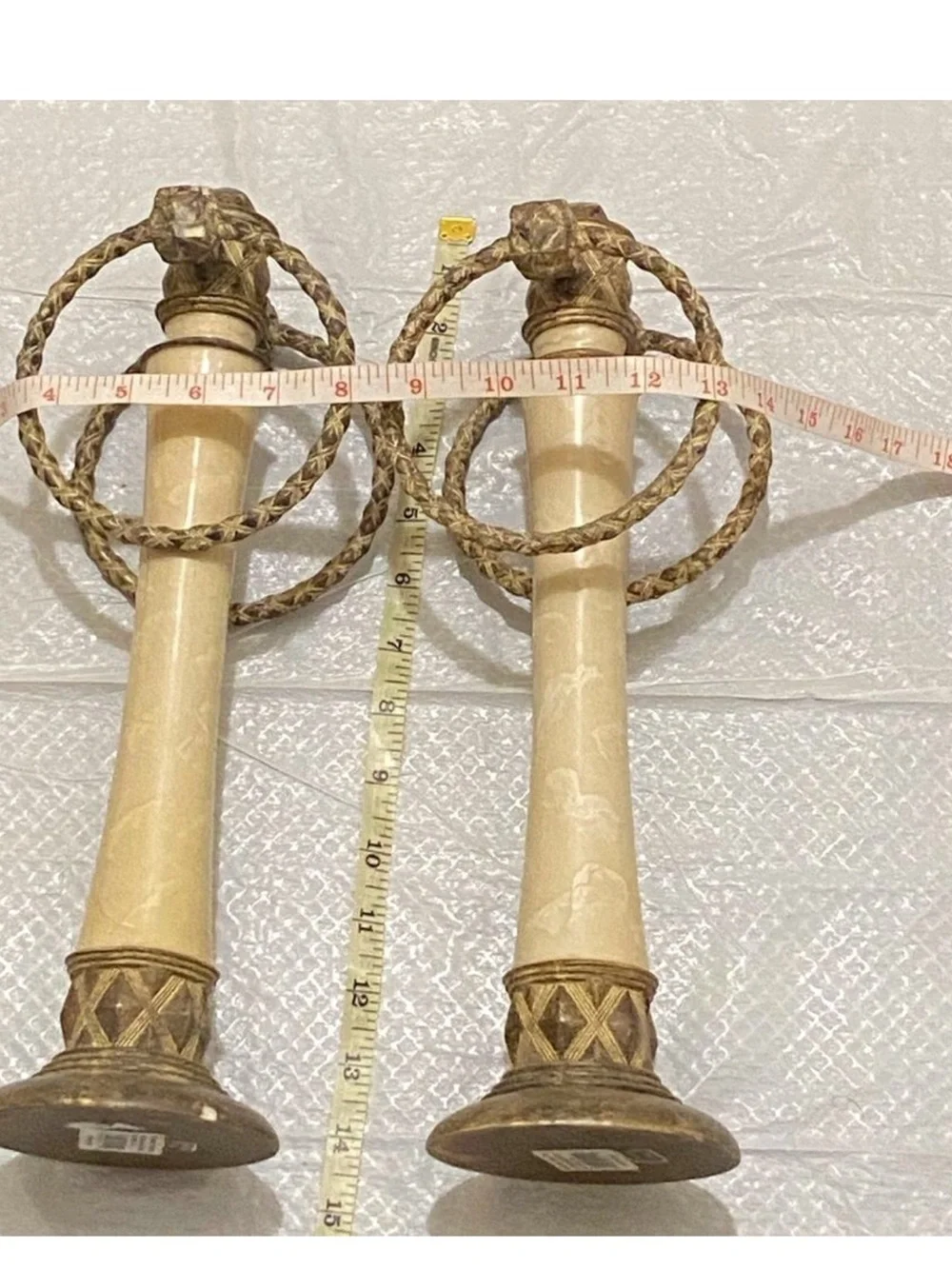 Brunswick Towel Tree, Natural Marble Stone, India Ink Rack Candlestick Pair